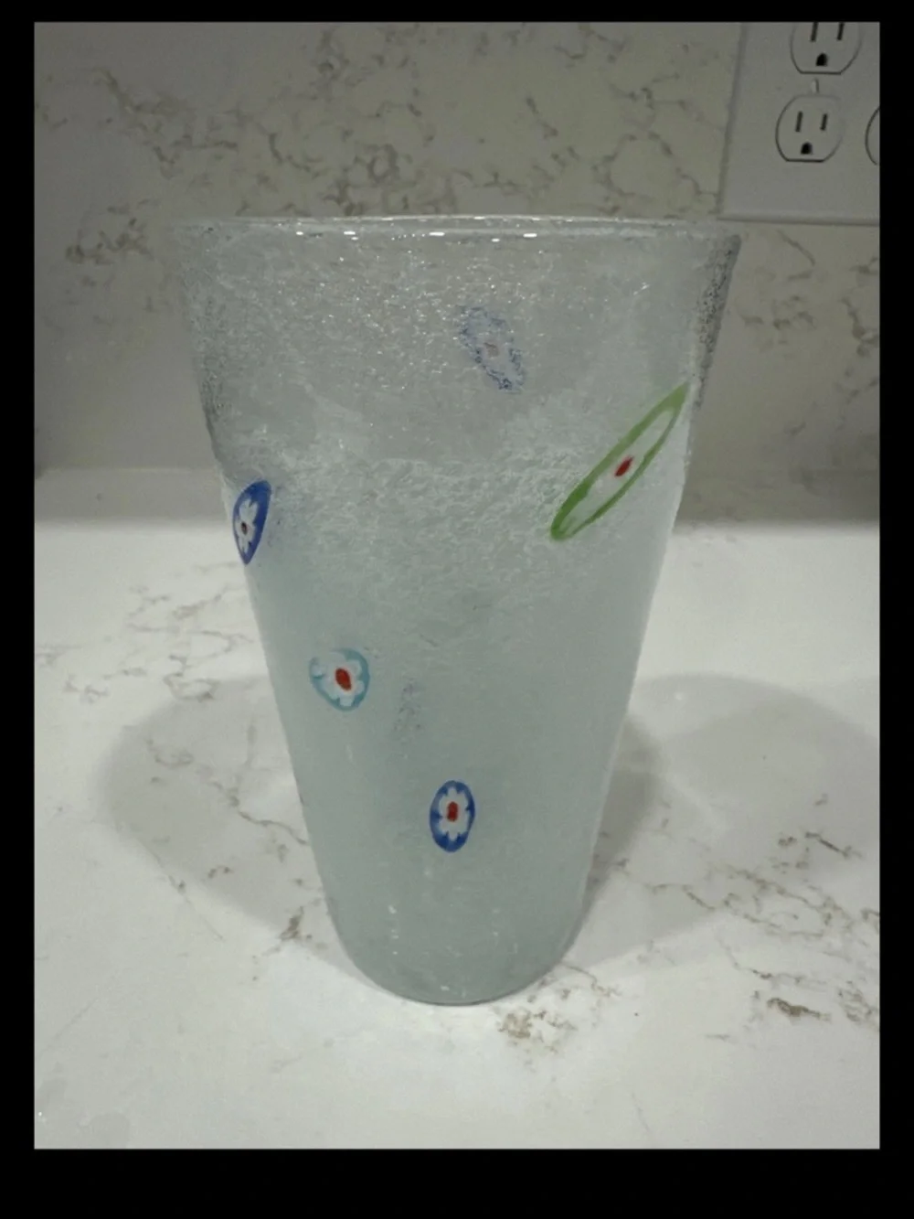 Crate And Barrel Zazz 1 Millefiori Bubble Glass Tumbler